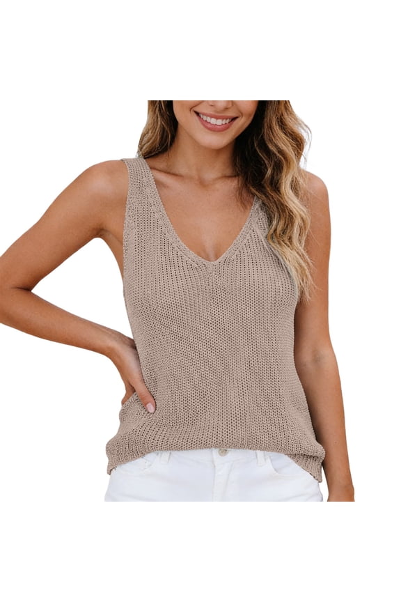 Womens Tank Tops Summer Casual Solid Color Scoop Neck Sleeveless Open Back Muscle Female Standard Straps Loose Fit Fashion Knitted Breathable Comfortable Soft Sexy Daily Basic Tops,M