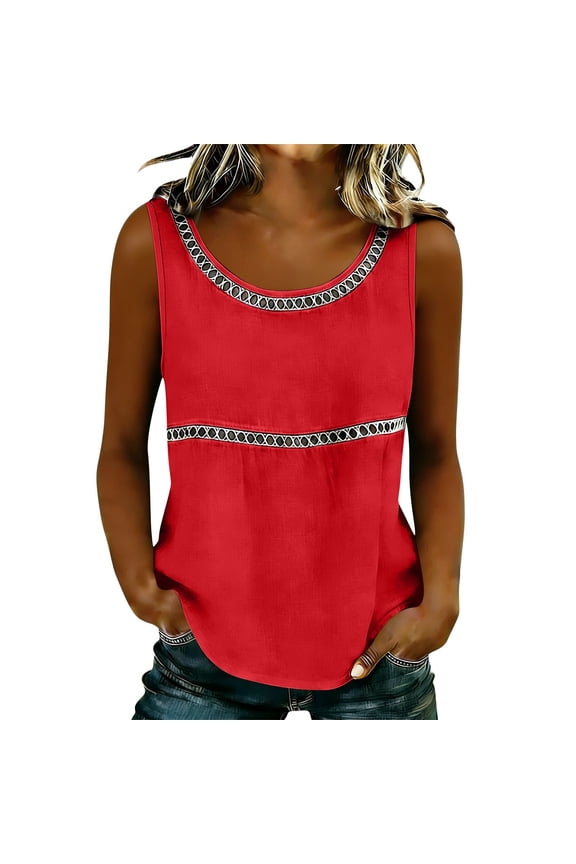 Womens Tank Tops Summer Casual Solid Color Scoop Neck Sleeveless Racerback Muscle Ladies Standard Straps Breathable Comfortable Soft Sexy Loose Fit Daily Basic Tops,XL
