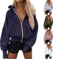 thumbnail image 1 of LIIPEE Womens Zip Up Hoodie Long Sleeve Solid Color Hooded Sweatshirt With Pockets Ladies Cozy Breathable Everyday Sweatshirts,M, 1 of 5