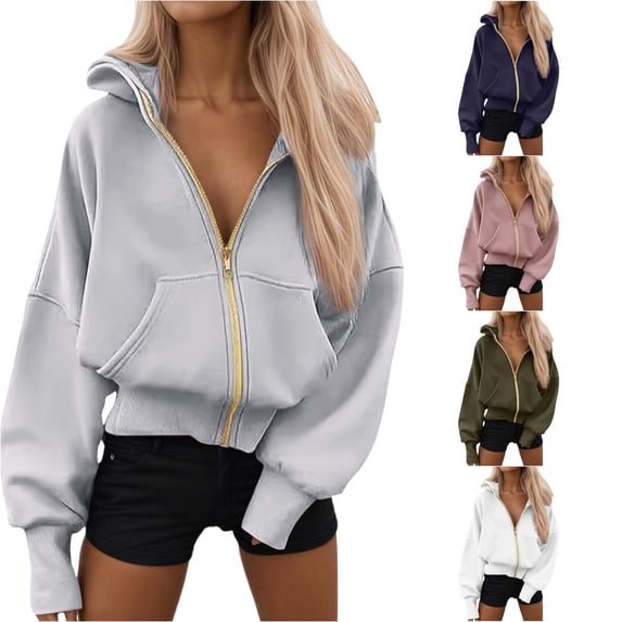 LIIPEE Womens Zip Up Hoodie Long Sleeve Solid Color Hooded Sweatshirt With Pockets Ladies Cozy Breathable Everyday Sweatshirts,XL