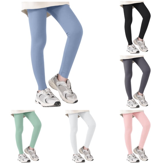 LIIPEE Yoga Pants For Girls Summer Slim Fit Solid Color Elastic Waist Straight Leg Trousers Kids Cute Comfortable Breathable Daily Casual Pants,3-4 Years