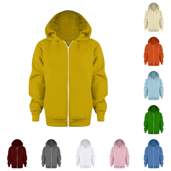 LIIPEE Zip Up Hoodies For Boys Long Sleeve Fashion Solid Color Hooded Sweatshirt With Pockets Kids Casual Cute Everyday Sweatshirts,7-8 Years