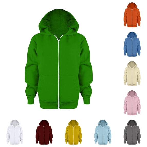 LIIPEE Zip Up Hoodies For Boys Long Sleeve Fashion Solid Color Hooded Sweatshirt With Pockets Kids Casual Cute Everyday Sweatshirts,9-10 Years