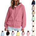 thumbnail image 1 of LIIPEE Zip Up Hoodies For Women Long Sleeve Solid Color Hooded Sweatshirts Ladies Fall Winter Comfortable Sweatshirt With Pockets,M, 1 of 4