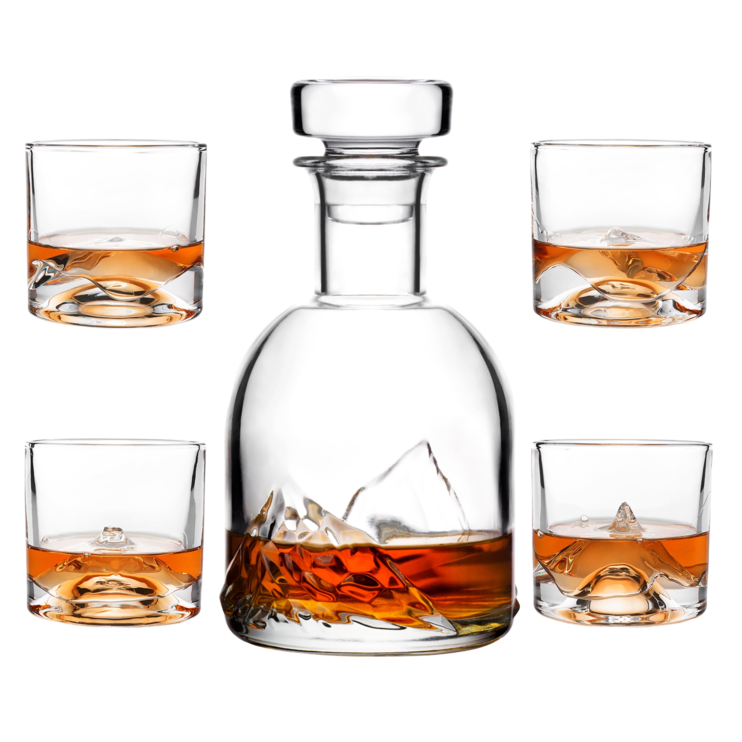 LIITON The Peaks Crystal Whiskey Decanter Set with Glasses