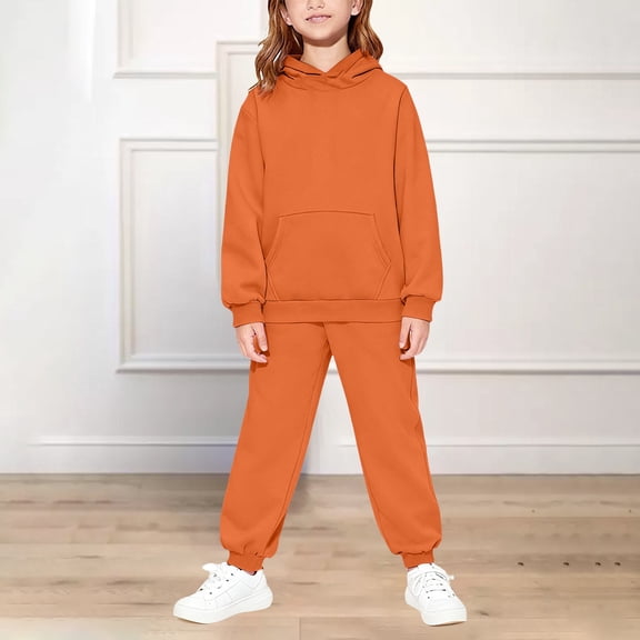 LIJCC 2 Piece Outfits Lounge Hoodie Sweatsuit for Kids Girls Oversized Sweatshirt and Joggers Pants Comfy Sweatpants with Pockets Baggy Fall Winter Sets