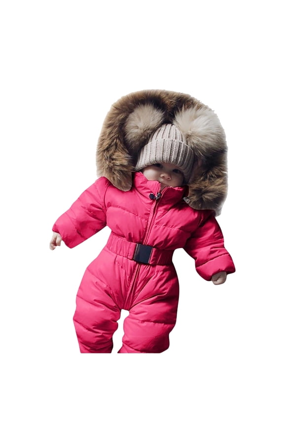 3m-24m Children's Long-Sleeved Winter Lamb down Jacket, Outerwear Romper Coat Warm Infant Baby Jacket Snowsuit Girls Hooded Jumpsuit Girls Coat