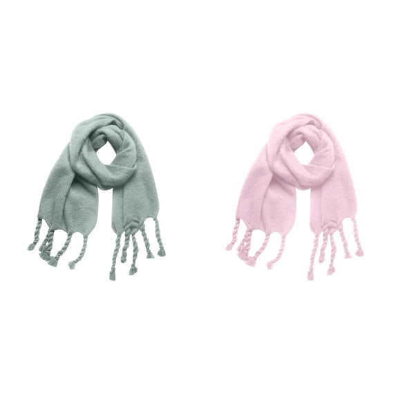 LIJCC Autumn and Winter Circle Yarn Knotted Thick Braid Thick Tassel Solid Color Scarf Women Fall Winter Scarf Classic Tassel Plaid Scarf Warm Soft Chunky Large Blanket Wrap Shawl Scarves