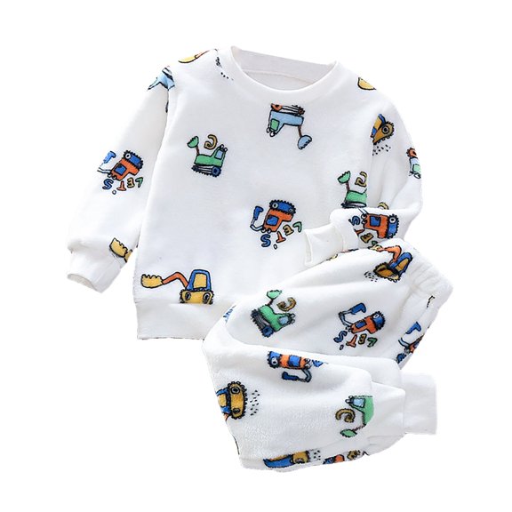 LIJCC Baby Girls Boys' 2-Piece Cotton Cute Cartoon Golf Cart Print Pajama Set for Kids Toddler Long Sleeve Sweatshirt and Jogger Sleepwear