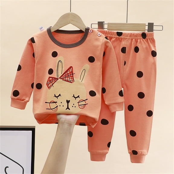 LIJCC Baby Girls Boys' 2-Piece Outfit Cotton Pajama Set for Kids Tractor Letter Sweatshirt Top Elastic Waist Pants Long Sleeve Sleepwear Cute Cartoon 𝐏js Loungewear