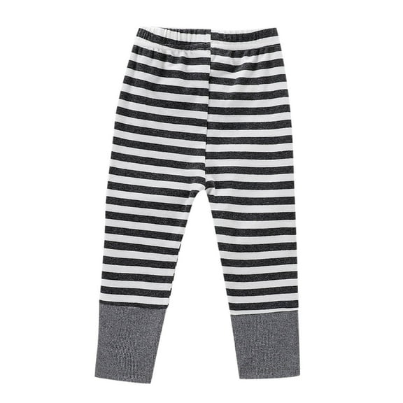 LIJCC Baby Girls Home Wear Leggings Infant New-Born Boys Cotton Striped Bottom Pants Casual Ribbed Ankle Cuff Trousers Knitted Tights Soft Roomy Fit Pull On Bottoms
