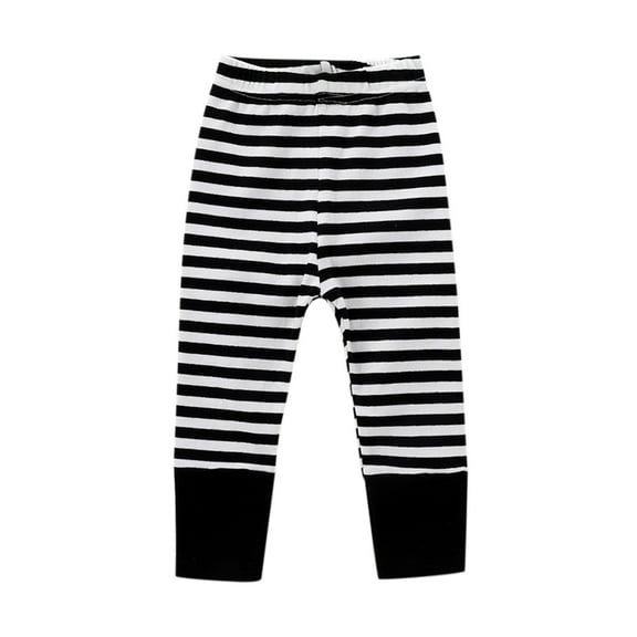 LIJCC Baby Girls Home Wear Leggings Infant New-Born Boys Cotton Striped Bottom Pants Casual Ribbed Ankle Cuff Trousers Knitted Tights Soft Roomy Fit Pull On Bottoms