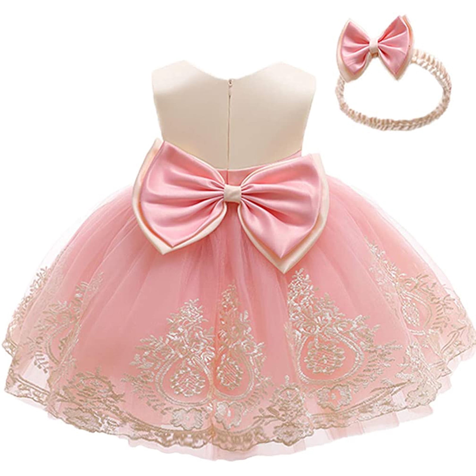 open lace back dress Nicolette's Couture The Claudia Christening Gown for Female - White