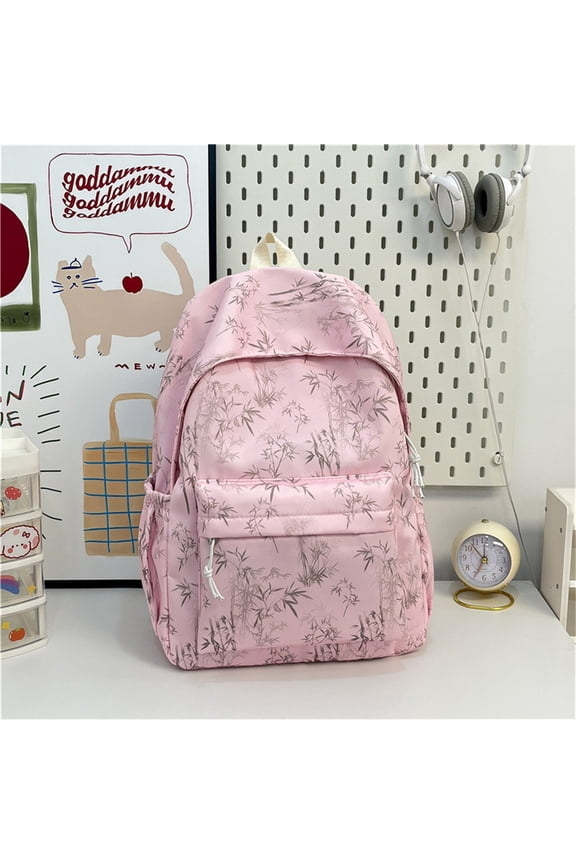Bag Couple Models Laptop Backpack for Women Men Bamboo Printed Cotton Canvas Bags Outdoor Large Backpack Fashion Casual Daypack Travel Bag