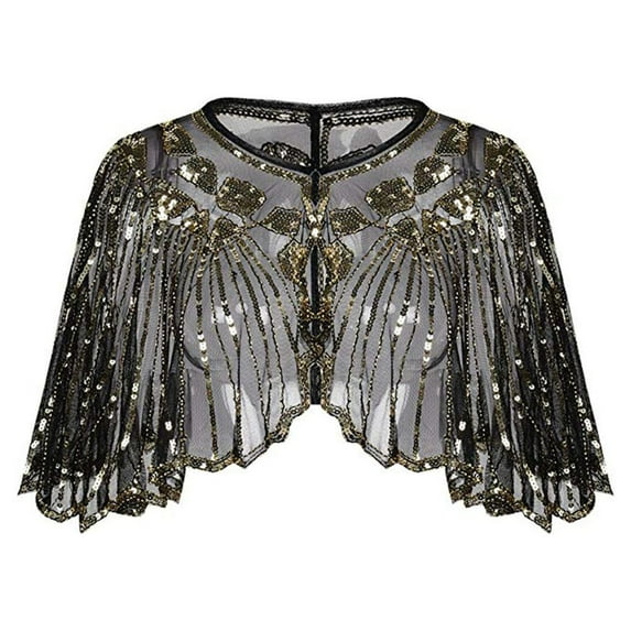 LIJCC Banquet Evening Dress for Women High-End Sequin Stage European and American Wedding Dress Shawl Sequin Flapper Cover Up 1920S Shawl Women'S Cape Evening Beaded Women'S Blouse