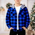 thumbnail image 1 of LIJCC Boy's Oversized Shacket Tops Flannel Hoodie Shirts with Hood Casual Button Down Plaid Shirt Classic Cotton Jackets Long Sleeve Stylish Hooded with Pocket, 1 of 3