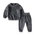 thumbnail image 1 of LIJCC Boys' Girls' Coral Fleece Clothes Set Sweatshirt Top and Pants Winter Warm Soft Fuzzy Homewear Sleepwear Tops(Grey,3-4 Years), 1 of 6
