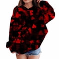thumbnail image 1 of LIJCC Boys Girls Kids Hoodie Solid Color Sweatshirt Cute Heart Print Long Sleeve Sweatshirts Baggy Pullover Top Casual Tops(Red,4-5 Years), 1 of 5