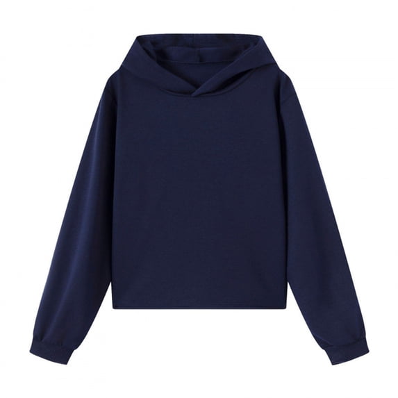 LIJCC Boys Girls Kids Hoodie Solid Color Sweatshirt Long Sleeve Soft Hooded Sweatshirts Baggy Preppy Pullover Top(Navy,13-14 Years)