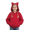 thumbnail image 1 of LIJCC Boys Girls Kids Hoodie Sweatshirt Cute Ear Long Sleeve Solid Gradient Color Sweatshirts Baggy Pullover Top with Pockets(Red,5-6 Years), 1 of 4
