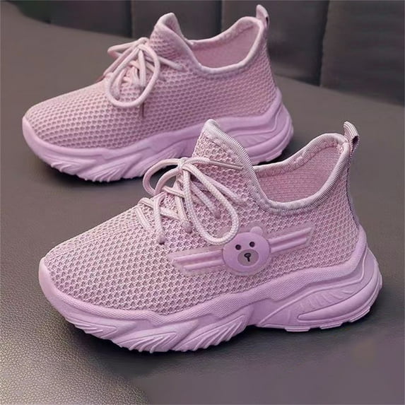 LIJCC Boys Girls Lightweight Mesh Walking Tennis Shoes Kids Fashion Lace-up Breathable Comfortable Solid Casual Walking Running Outdoor Non Slip Workout Travel Shoes