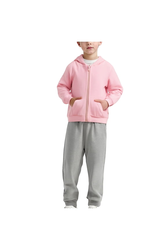 Boys Girls Pure Cotton Tracksuits Set Full Zip Long Sleeve Hooded Active Jackets & Jogger Pants Suits 2 Piece Sweatsuit(Hot Pink,18-24 Months)