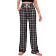 thumbnail image 1 of LIJCC Boys Girls Straight Wide Leg Checkered Sweatpants Elastic High Waist Casual Pants Sports Pants Loose Drawstring Jogger(Black,9-10 Years), 1 of 2