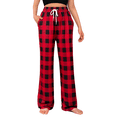 thumbnail image 1 of LIJCC Boys Girls Straight Wide Leg Checkered Sweatpants Elastic High Waist Casual Pants Sports Pants Loose Drawstring Jogger(Red,11-12 Years), 1 of 2