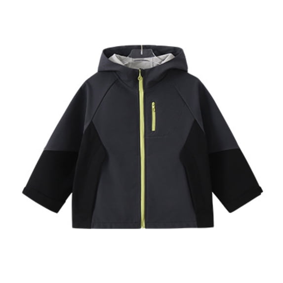 LIJCC Boys Girls Three Proof Material Jacket Hoodie Zip Up Sweatshirts Windproof Outerwear Warm Outdoor Coat(Black,7-8 Years)