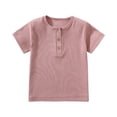 thumbnail image 1 of LIJCC Boys Short Sleeve Shirt with 3 Button, Henley Shirt for Boys & Girls Without Collar , Polo Shirt Without Collar(Hot Pink,18-24 Months), 1 of 9