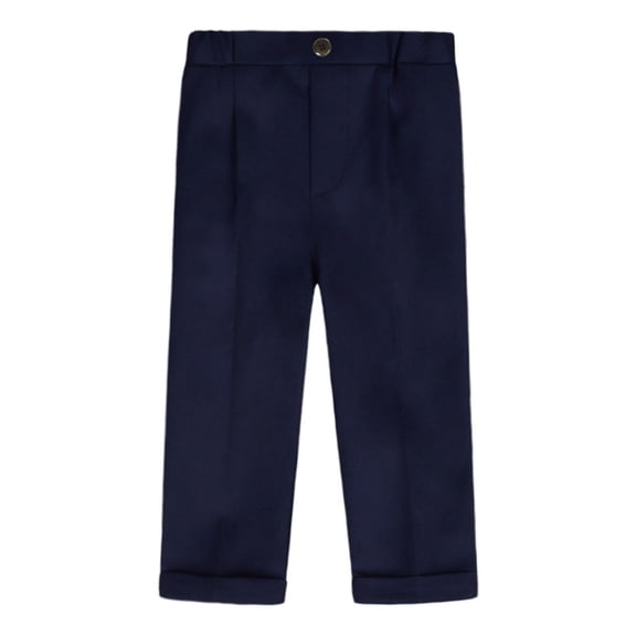 LIJCC Casual Pants for Boys Toddlers Baggy School Uniform Twill Pant Zipper Closure With Faux Button Elastic Waist Wide Leg Trouser Back to School Outfits