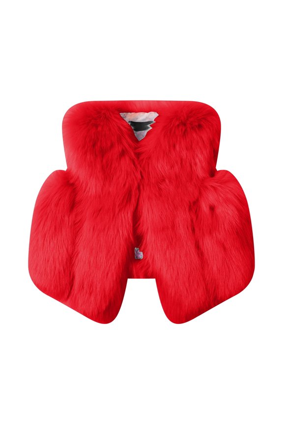 Children's Coats, Children's Fur Vests, Girls' Imitation Fox Fur Vests, Fur Vests, Baby Cotton Coats, Toddler Winter Outfit Jackets Children's Waistcoat Girls Imitation Hair Vest Shoulders