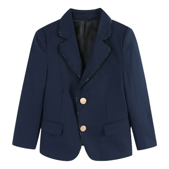 LIJCC Children's Formal Suit Jacket Slim Fit 2 Button Kids Casual Blazer Vintage Autumn Winter Boys and Girls Campus Style Sport Coat(Navy,4-5 Years)