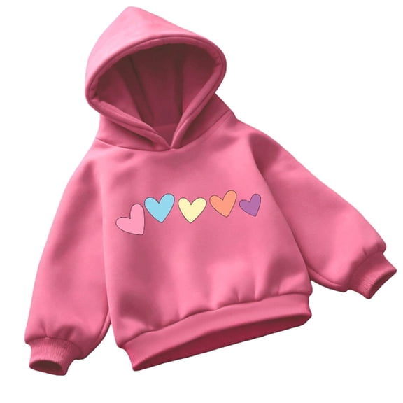 LIJCC Colorful Kids Valentine’s Day Hoodie – Soft Fleece Pullover Sweatshirt with Pastel Rainbow Heart Graphic, Casual Daily Wear or Fun Holiday Outfits
