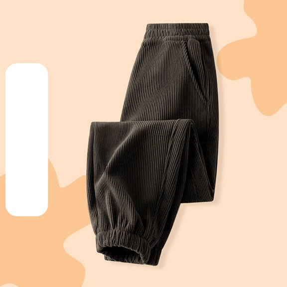 LIJCC Corduroy Sweatpants for Boys Baggy Winter Warm Kids Joggers Teens Straight Leg Joggers Fall Winter Casual Loose Soft Elastic Waist Athletic Pants School Clothes