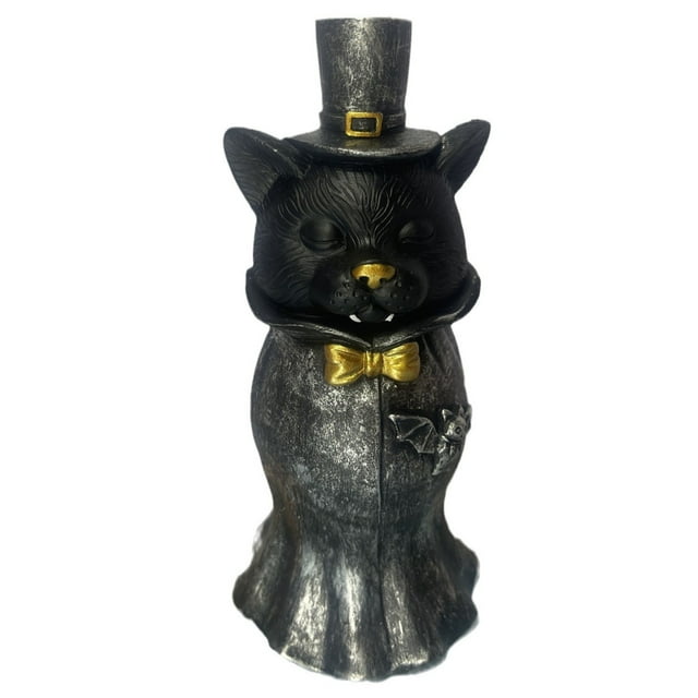 LIJCC Gentleman Cat Ornament Wearing Top Hat,Garden Decor Statues Cat