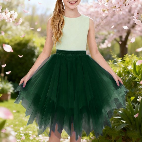 LIJCC Girls' Bright Orange Multi-Layer Tulle Tutu Skirt - Elastic Waist for Comfort & Easy Fit - Flowy, Lightweight Design Perfect for Dance Recitals, Birthday Parties & Dress-Up Play