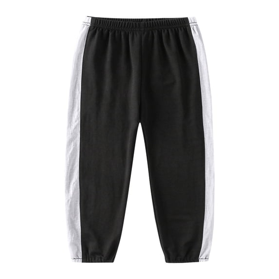 LIJCC Girls Casual Sweatpants Spring Summer Thin Loose Wide Leg Sweat Pants Elastic High Waist Baggy Joggers(Black,3-4 Years)
