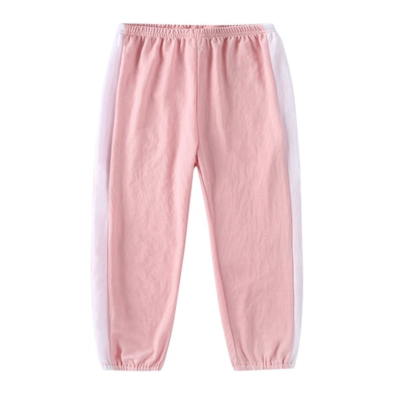 LIJCC Girls Casual Sweatpants Spring Summer Thin Loose Wide Leg Sweat Pants Elastic High Waist Baggy Joggers(Pink,3-4 Years)