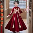 thumbnail image 1 of LIJCC Girls Chinese New Year Cheongsam Qipao Performance Dress Kids Long Sleeved Traditional Oriental Asian Retro Embroidery Princess Party Tutu Dress, 1 of 8