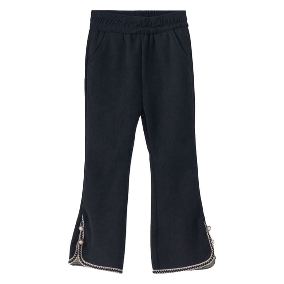 LIJCC Girls Cotton Flare Pants Elastic Waist Bell Bottoms Leggings Stretchy Boot Cut Yoga Trousers Wide Leg Split Hem Thick Soft Warm Winter Cozy Long Trousers