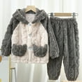 thumbnail image 1 of LIJCC Girls Flannel Plush Hooded Two Piece Outfit Cute Thermal Long Sleeve Pullover Tops Pants Suit Cozy Soft Winter Warm Fuzzy Sherpa Trendy Clothes Sets, 1 of 5