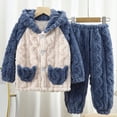 thumbnail image 1 of LIJCC Girls Flannel Plush Hooded Two Piece Outfit Cute Thermal Long Sleeve Pullover Tops Pants Suit Cozy Soft Winter Warm Fuzzy Sherpa Trendy Clothes Sets, 1 of 8