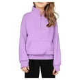 thumbnail image 1 of LIJCC Girls Fleece Sweatshirt Fleece Quarter Zip Long Sleeve Pullover Hoodies Trendy Lightweight School Uniform Sweatshirts Fall Clothes for Teen Girls Thumb Hole, 1 of 3