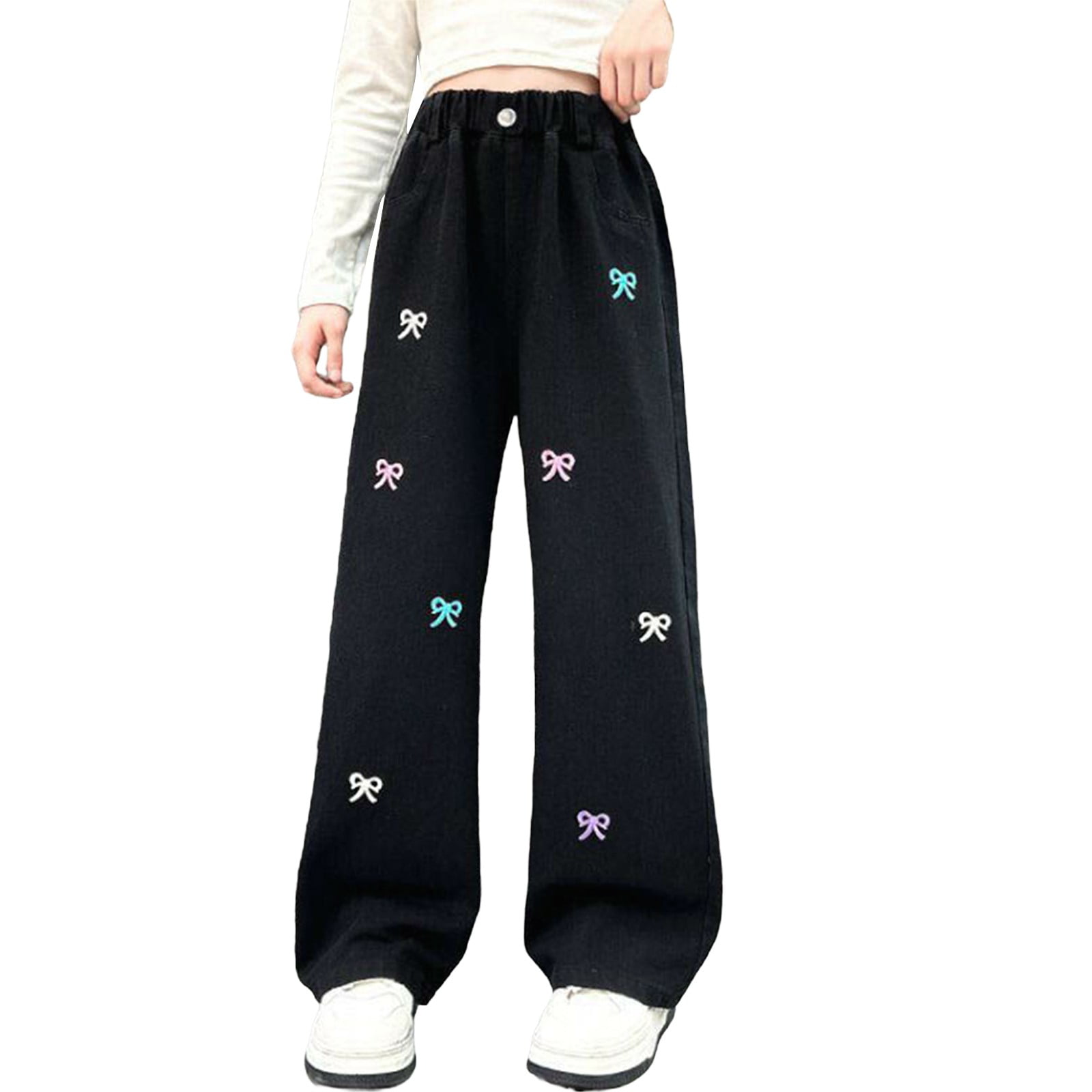 Girls Luna Pants Comfy Loose Fitting Bohemian Elastic Waistband Fun Characters Patchwork