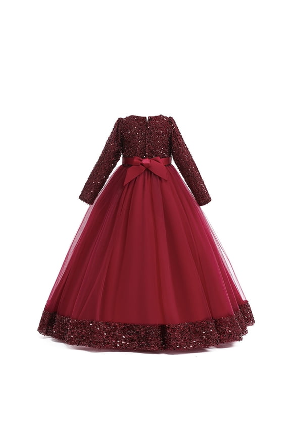 Girls Long Sleeve Floral Sequins Dress Royal Palace Lace Dance Formal Princess Gothic Victorian Gowns Fancy Masquerade Dress Up for Party Wedding Pageant