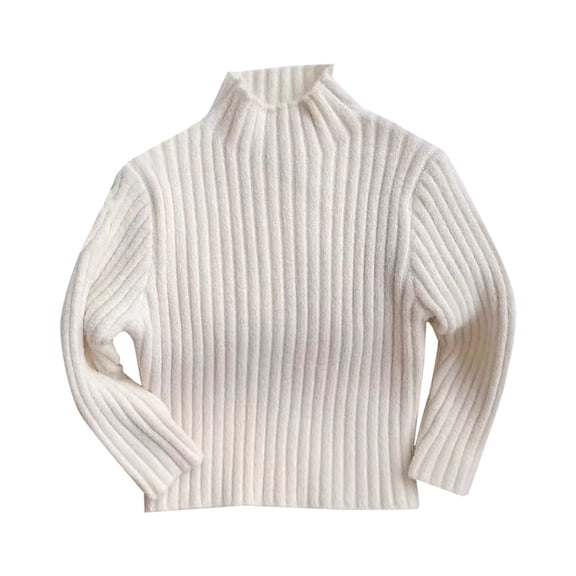 LIJCC Girls Mock Neck Warm Pullover Sweaters Kids Casual Long Sleeve Solid Color Cable Knit Tops Drop Shoulder Classic Plain Chunky Tee Tops