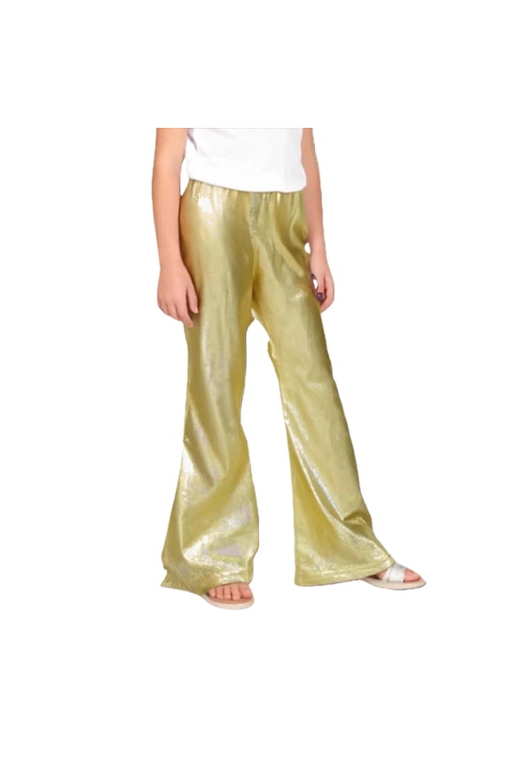 Girls Sequin Pants Metallic Flare Leggings Disco Stage Pants Elastic Waist Hip Hop Jazz Dance Pants Carnival Dance Bell Bottoms Shiny Glitter Sequins Performance