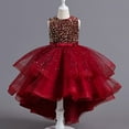 thumbnail image 1 of LIJCC Girls Sleeveless Dress Piano Concert Sequin Dress Kids Girls Star Decoration Dress Wedding Pageant Long Tail Dresses with Bow-Knot Lace Party Grown Outfit, 1 of 5