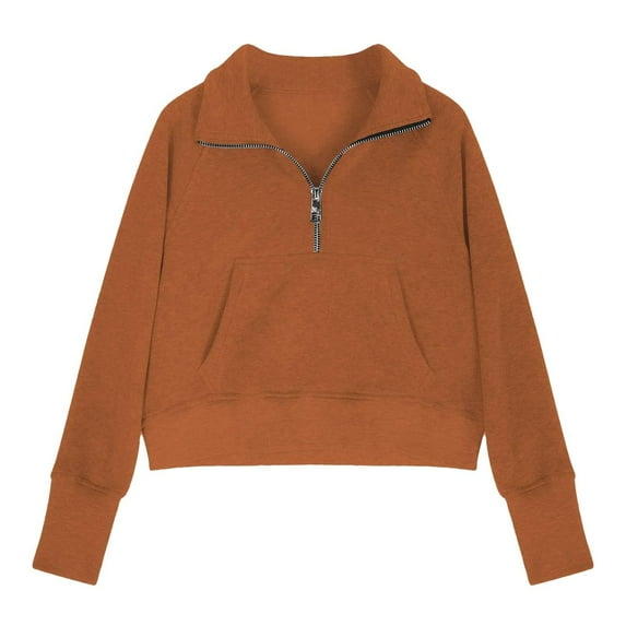 LIJCC Girls and Boys Half Zip Up Long Sleeve Pullover Solid Color Sweatshirt Soft Loose Casual Loose Outwear Tops(Brown,3-4 Years)